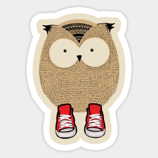 "Owl in Red Sneakers" Soft Cotton Sticker